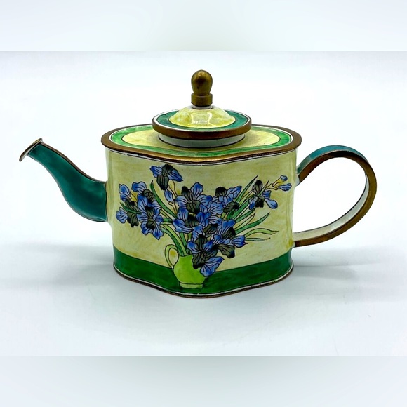 Kelvin Chen Enamel Metal Miniature Teapot Figure Vincent Van Gogh Purple Irises - Picture 3 of 9